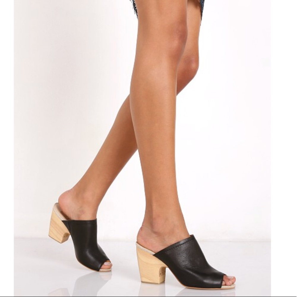 Dolce Vita Tegan Black Leather Mule Wedges